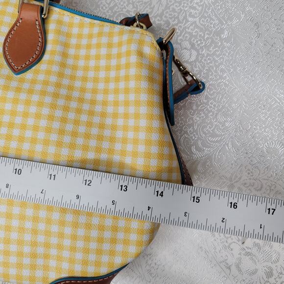 Dooney & Bourke medium handbag yellow gingham checked spring preppy fun satchel - Picture 14 of 16